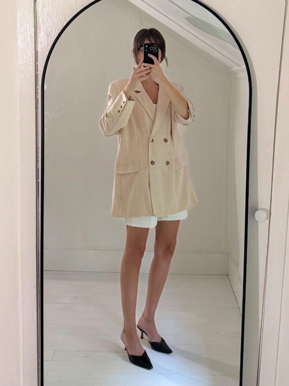 Song of Style Kroy Double Breasted Blazer in Beige Check NWT Size XL Retail $228